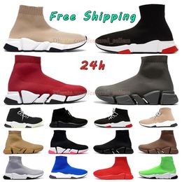 Sapatos de meias de frete grátis Designer de feminino, treinador casual de luxo paris femme street waling tênis triplo preto branco verde escuro marrom rosa Dhgate Tenis Trainer