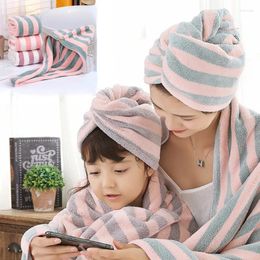 Towel Hair Bathing Striped Turban Microfiber Drying Shower Cap Woman Girls Spa Wrap Quick Aabsorbent Fast