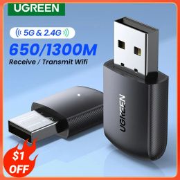 CPUs Ugreen Wifi Adapter Ac650/ac1300 5g&2.4g Wifi Usb Ethernet for Pc Laptop Desktop Windows Linux Wifi Antenna Dongle Network Card