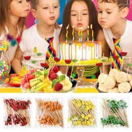 Forks 100Pcs Disposable Bamboo Picks Fruit Sticks For Kids Cocktail Decoration Salad Sandwich Buffet Toothpicks Wedding Party