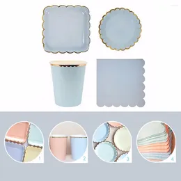 Party Decoration JX-LCLYL 44pcs Disposable Tableware Set Paper Plates Cups Napkins Birthday Wedding