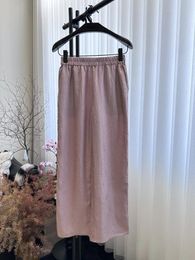 Women's Pants Pink Elastic Waist Wide Leg Kraft Paper Is Kneaded After The Opening Of Texture Very Special