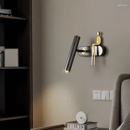 Wall Lamps Nordic Minimalist Lamp Creative All Copper Bedroom Bedside Living Room Study Lightings El Cafe LED Lighting Fixture