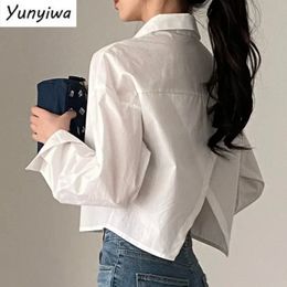 Shirts Women Korean Style Simple Baggy Solid All-match Long Sleeve Chic Crop Tops Elegant Leisure Trendy S-3xl Comfort Spring 240402