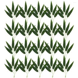 Decorative Flowers 30 Pcs Realistic Faux Leaves Fake Bamboo Stems Artificial Plants Ornaments Flower Arranging Small