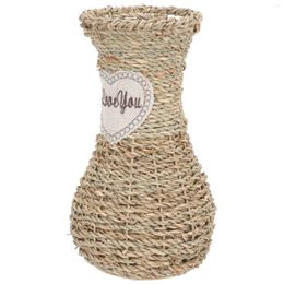 Vases Dry Vase Flower Planter Ornaments Weaving Dinner Table Decor Vintage Rattan Bottle Small Tabletop Centerpieces