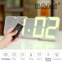 Wall Clocks Digital Time Alarm Clock LED With 115 Colors Remote Control Watch Night Light Magic Desktop Table