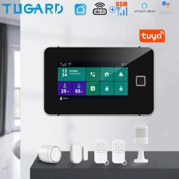 Cameras Tugard G60 Tuya Wifi Gsm Security Alarm System Fingerprint Armed Temperature Humidity Display 433mhz Wireless Smart Home Burglar