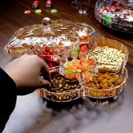 Plates Round Plastic Storage Bin Party Serving Tray With Compartments Dustproof Snack Lid 6 For Dried