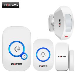 Detector Fuers Wireless Doorbell Home Security Pir Motion Welcome Chime Door Sensor Sound Alarm 32 Song Smart Doorbell Ring Touch Button