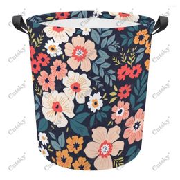 Laundry Bags Gentle Botanical Flowers Foldable Basket Hamper Dirty Clothes Storage Organiser Bucket Homehold Bag