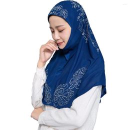 Ethnic Clothing High Quality Medium Size 70 60Cm Muslim Amira Hijab With Rhinestones Pull On Islamic Scarf Head Wrap Pray Scarves Eid Shawl