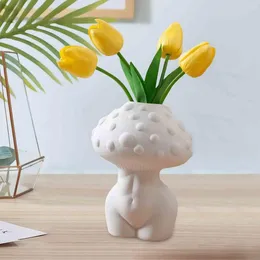 Vases Mushroom Lady Body Vase Flower Arrangement Portable Minimalist Art Crafts Flowerpot For Outdoor Table Living Room