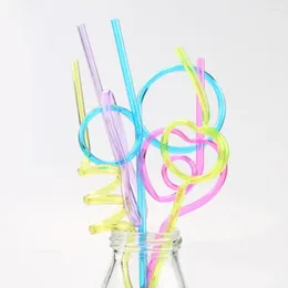 Drinking Straws 5 Pc Funny Soft Plastic Curly Loop Straw Unique Flexible Tube Kids Party Bar Accessories Beer Colorful Homebrew Kawaii
