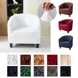 Chair Covers White Solid Colour Sofa Cover Stretch Single Seater Club CafeCouch Slipcover For Living Room Elastic Armchair Protector