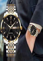 Wristwatches POEDAGAR Men Watch Fashion Luxury Stainless Steel Wristband Quartz Wristwatch Complete Calendar Hand Glowing Sports C3858964