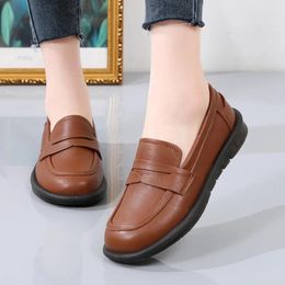 Casual Shoes Women's Leather Non-slip Wear Resistant Solid Color 2024 Comfortable Fashion Flat With For Women