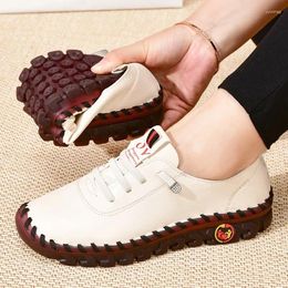 Casual Shoes 2024 Women's Flats Non-slip Loafers Woman Moccasins Stitched Slip On Ballet Flat Leather Sneakers Big Size 43