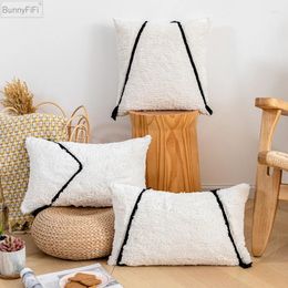 Pillow Cover Home 45x45cm/30x50cm Decor Cream Tufted White Stripe For Living Room Bed Sofa Chair Couch
