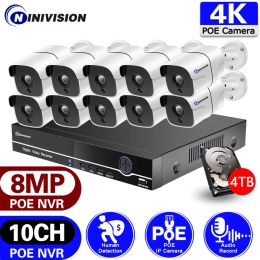 System POE Security Camera System Kit 4K 8CH 10CH NVR Kit Motion Detection 8MP IP Camera Set 2 way audio CCTV Video Surveillance Set