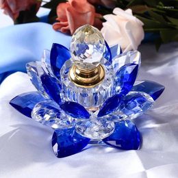 Storage Bottles 4 Colors Crystal Lotus Perfume Bottle Glass Flower Ornaments Car Decoration Gifts Home Decor Refillable For Lady