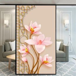 Window Stickers Privacy Film Opaque No-Glue Flower Pattern Decorative Glass Covering Static Cling Frosted For Home Decor