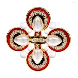 Brooches David Zhang Vintage Cross For Women And Men Pearl Rhinestone Retro Pin Court Style Jewelry Wedding Accessories