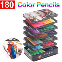 Sets KALOUR 180 Premium Coloured Pencil Unique Oil Based Assorted Colour Sketch Set With Metal Box for Artists Kids Drawing Student