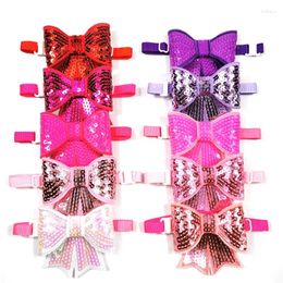 Dog Apparel 50/100pcs Valentine's Day Sequins Pet Bow Tie Adjustable Collar Necktie For Small Medium Grooming Acessories