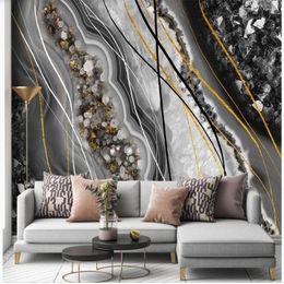 Wallpapers 3d Murals Wallpaper For Living Room Modern Light Luxury Abstract Marble TV Background Wall