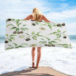 Towel Avocado Pattern Soft Microfiber Bath Swimming Beach Sports Travel Accessories Face