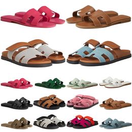 Designer sandals for women slide luxury flat slippers summer beach sandal classic slides genuine leather sliders brown outdoor womens shoes