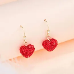 Dangle Earrings Comfortable To Wear Hook Statement Heart Glitter For Women Big Jewelry Gift With Artificial Pendant