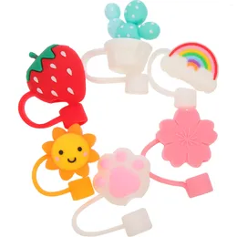 Disposable Cups Straws 6 Pcs Straw Dust Plug Child Cocktail Sun Charms Silica Gel Funny Plugs Toppers