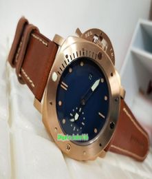 Topselling High Quality Watch 47mm Submersible 1950 P 671 PAM00671 Rose Gold Alligator leather strap Transparent Mechanical Automa3753612