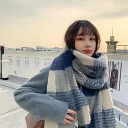 Blankets Blue Plaid Scarf Women's Winter Imitation Cashmere Korean Versatile Long Ins Trendy High End Blanket