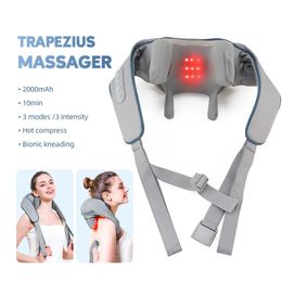 Electric Shoulder Kneading Neck Back Massager Shawl Wireless Trapezius Cervical Back Massage Deep Tissue Relaxing Massage Pillow240325