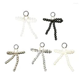 Keychains Pearl Beaded Bowknot Keychain Pendant Lovely Decoration Bag Phone Women Backpack Handbag Charm Gift For Girls