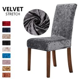 Chair Covers 1Pc Velvet Cover Magic Flexible Nice Colourful Stretch Elastic Spandex Dining Table For Kitchen El