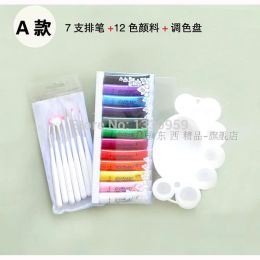 Tips 3pcs/set 12 Colors Oumaxi Acrylic Paint Nail Art Polish + Nail Art Brush + Color Mixing Palette Dish Free Shipping