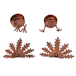 Candle Holders 2 PCS Thanksgiving Turkey Holder Iron Brown Stable Base Tea Light For Table Fireplace Window