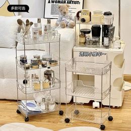 Hooks Light Luxury Toilet Storage Rack Floor Small Cart Shampoo Holder Bathroom Cosmetics Seam Mobile Shelf