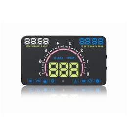 Latest Automotive 5.8 Inches OBD Headup Display Car HUD Digital LED Projector with Km/h RPM Fuel Consumption Water Temp and Fatigue Alarm