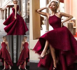 2021 New High Low Halter Neck Backless Prom Dresses Gorgeous Sexy Sleeveless Vestidos De Fiesta Arabic Dubai Evening Gowns6854883