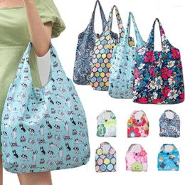 Storage Bags Large Capacity Foldable Shopping Bag Reusable Grocery Environmentally Multi Color Flower Printing Pouch Washable Nylon