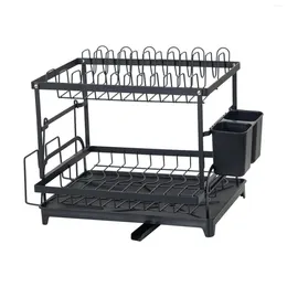 Kitchen Storage Dish Drying Rack With Drainboard Plate Drainer Rust Resistant And Cutting