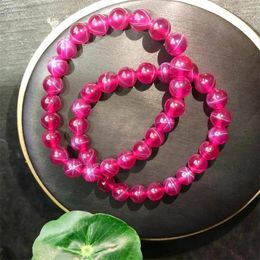 Decorative Figurines 8MM Natural Starlight Ruby Bracelet Gemstone Crystal Healing Fashion Jewellery Holiday Gift 1PCS