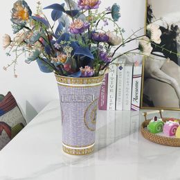 Vases European Luxury Bone China Ceramic Flared Flower Vase Villa Club Table Decoration Housewarming Gift British Dry