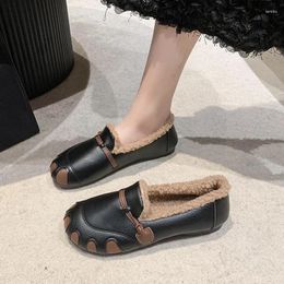 Casual Shoes 2024 Winter Warm Short Plush Women Round Toe Flat With Comfortable Head Cotton Ladies