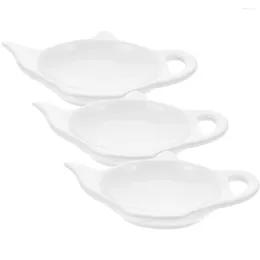 Tea Trays 3 Pcs Bag Saucer Delicate Teabag Mug Holder Rack Organizer Storage Rest Household Dish